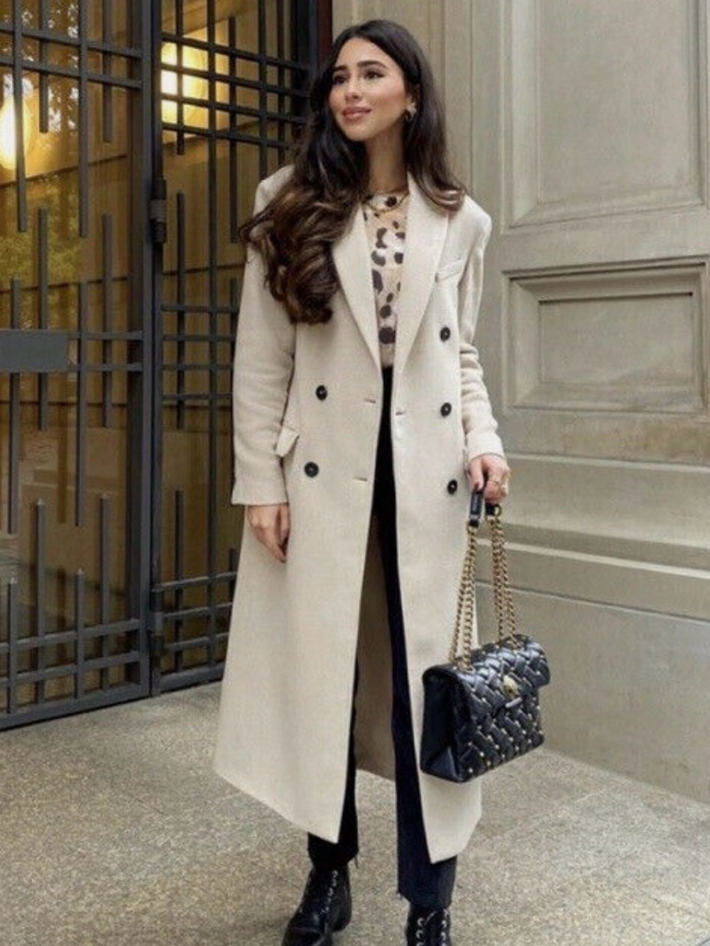 NWOT Zara wool double breasted wool blend coat sand - Picture 6 of 10